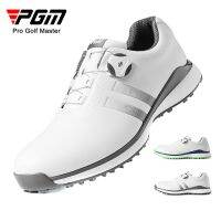 Pgm Mens Golf Shoes Mens Waterproof and Anti-skid Tpu Sports Shoes Button Sports Casual Wear Microfiber Leather XZ172 White