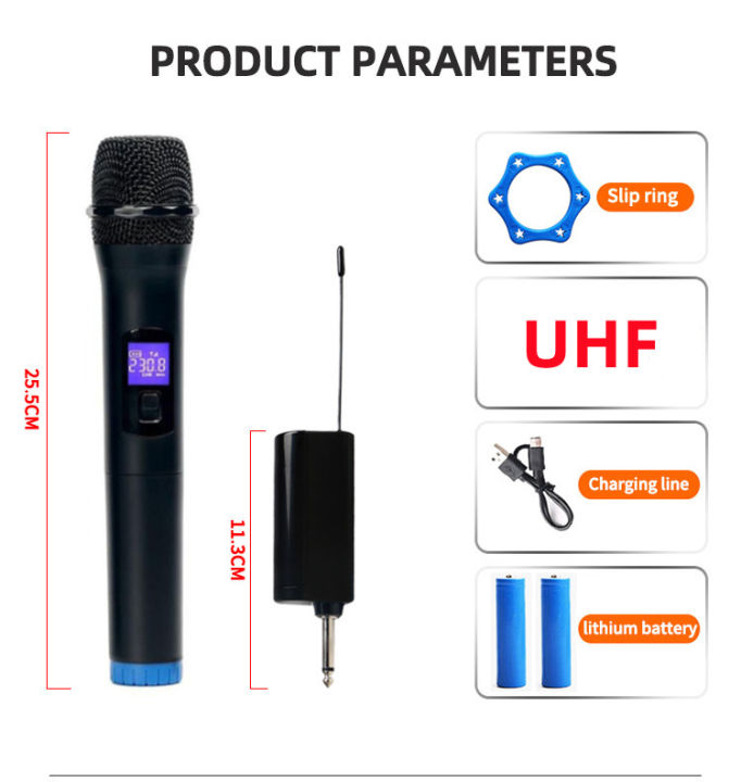 Rechargeable Wireless Karaoke Microphone Handheld Mic UHF Portable ...