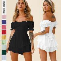 ┋ Overalls for Women dresses for Rompers Off Shoulder Lantern Sleeve Jumpsuits Sexy Ruffle 2023 Summer outfits Strapless Clothes