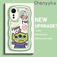 Chenyyka เคสสำหรับ Vivo Y16 เคสลายสัตว์ต่างดาวสีสันสดใสน่ารักขอบคลื่นครีมกันกระแทกแบบใสนิ่ม เคสมือถือสร้างสรรค์ เคสป้องกันซิลิโคนเรียบใสลายกล้องถ่ายรูป