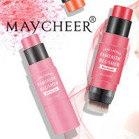 MAYCHEER Cream Blush Stick ไม่มีแป้งรู้สึกทุกวันผสมปะการังสีส้มกุหลาบผงธรรมชาติสีแดงพร้อมแปรงสีแดง