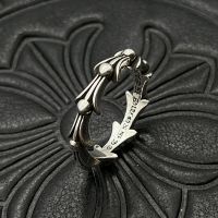 [TOP] Chrome Heart S925 Silver Fishbone Ring Iris Ring Classic Stacking Tail Ring