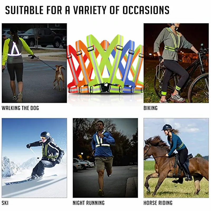 Reflective Vest High Visibility Safety Vest For Night Running Sports  Outdoor Cycling Traffic Road Work Safety Warning Adjustable