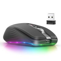 เมาส์ไร้สาย2.4G 5.1บลูทูธสองโหมด Mouse Komputer ปิดเสียง2400Dpi ไฟหลากสีสันสำนักงานเกมสากล