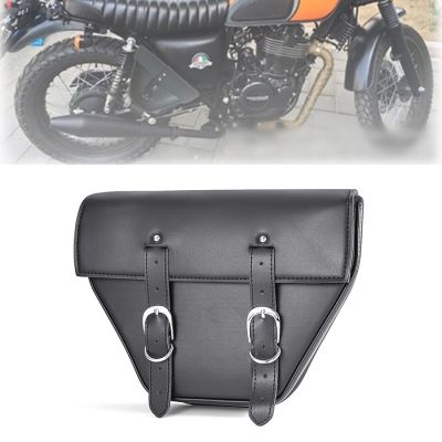 Baddlebag มอเตอร์ไซค์สีดำอเนกประสงค์,กระเป๋าเครื่องมือเก็บของกระเป๋าหนังสำหรับ Harley Sportster XL883 Cafe Racer Honda