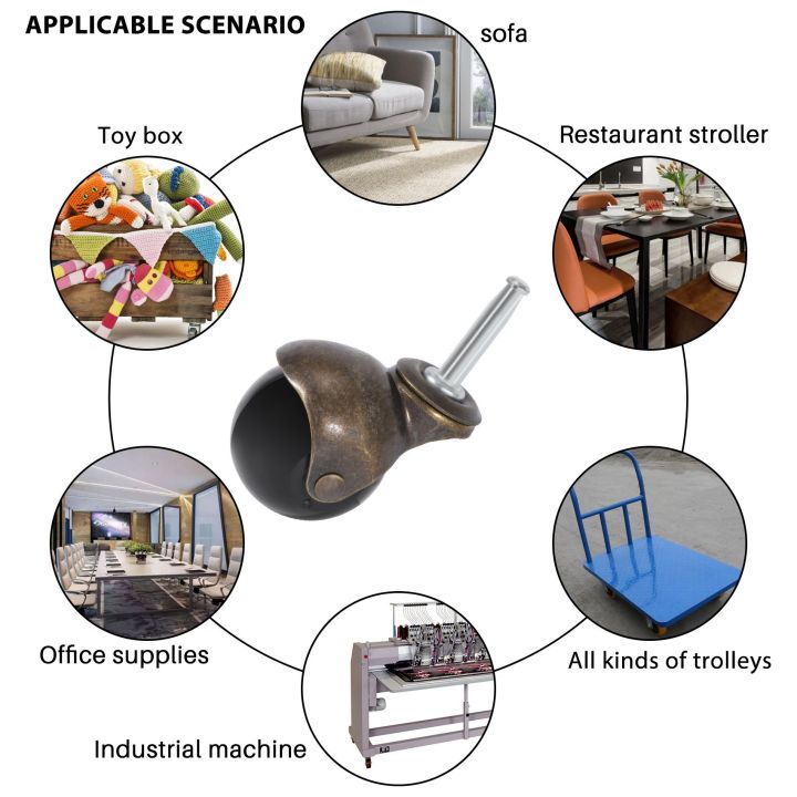 4แพ็ค2นิ้วล้อล้อเกลียวล้อลูกบอลพร้อมซ็อกเก็ตล้อหมุนโบราณสำหรับตู้เฟอร์นิเจอร์โซฟาเก้าอี้