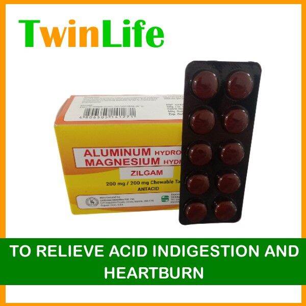 Aluminum Magnesium Zilgam Antacid Chewable Tablet 10pcs Fast Acting