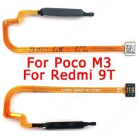 ลายนิ้วมือสำหรับ Xiaomi Mi Poco M3 Redmi 9T เซนเซอร์พิมพ์ลายนิ้วมือบ้านปุ่มเปิด/ปิดอะไหล่สายเคเบิลงอได้