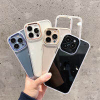 Luxury high-end transparent phone case for 13 13pro 13promax 12 12pro 12promax with pure metal lens frame Simple elegant translucent square border case iphone 11 11promax original protective case 5 Colors