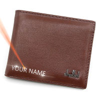 New Short Men Wallets Name Engraving Card Holder Small Male Purses Zipper Top Quality PU Leather Simple Money Clips Mens Wallet