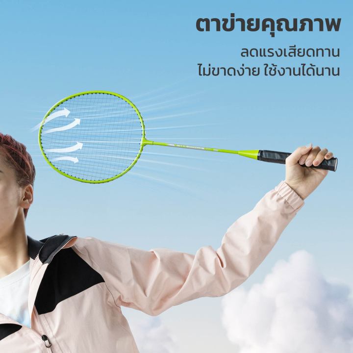 ไม้แบดมินตัน-ชุดแบดมินตัน-ไม้แบดแพ็คคู่-อุปกรณ์กีฬา-badminton-racket-พร้อมกระเป๋าพกพา-แถมฟรีลูกแบด-ด้ามจับกันลื่น-จับมั่นคง-ถนัดมือ-kujiru