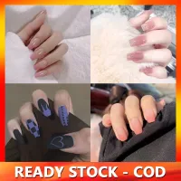 【With Glue✔️】24Pcs Fake Nails set with glue Press on Nails False Nails Acrylic