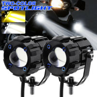 2X 30W LED Motorcycle Headlight Spot Light White Yellow Dual Colors Hi/Lo Beam 6000LM LED Driving Fog Lamp Car SUV Universal Motorcycle LED Front Work Lights