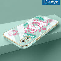 เคส Dienya สำหรับ iPhone X Xs XR Xs Max เคสการ์ตูนน่ารักลายโชคดีน่ารักใหม่กรอบสี่เหลี่ยมชุบซิลิก้าเจลนิ่มกันกระแทกเคสมือถือรวมเลนส์กล้องถ่ายรูปฝาครอบป้องกัน