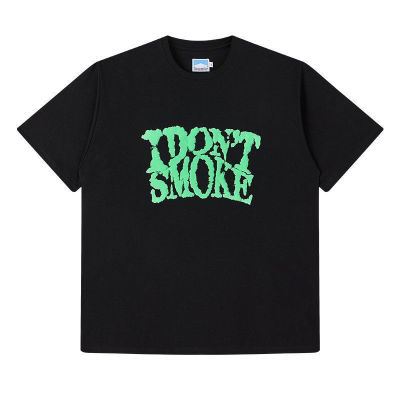 DONSMOKE (DSM) 21SS Refuse To Smoke เสื้อยืดแขนสั้น,เสื้อยืดโฟมเมฆน้ำขึ้นน้ำลงประจำชาติ