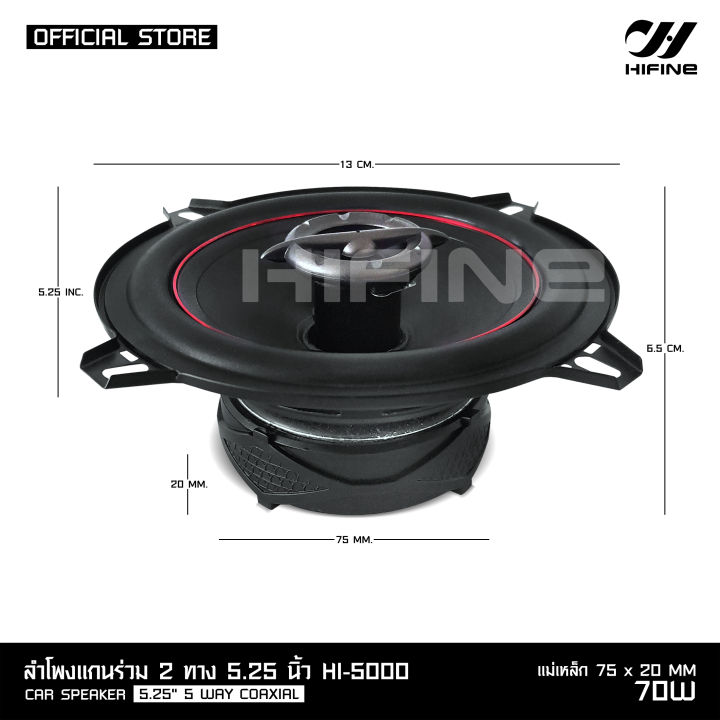 hifine-ลำโพงแกนร่วม-รุ่น-hi-5000-5-25นิ้ว-2way-70w-rms-ลำโพงแกนร่วม-จำนวน2ดอก-ลำโพง-5-25นิ้ว-ดอกลำโพง-ลำโพงรถยนต์-แกนร่วม-เสียงดี-งานไฮเอ็นเลือกรุ่นได้