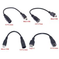 【YF】 5.5x2.1mm 4.0x1.7mm DC Power Plug Waterproof Jacket Female To Micro USB / Mini Type C Male Adapter Cable