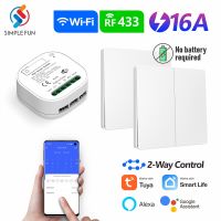 ✇✖♝ WiFi RF Smart Light Switch Tuya Smart Life Alexa Wireless Remote Control AC 100-240V 16A 2-Way Wall Panel No Battery No Wiring