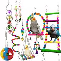 QianXing Shop 10 PCS Pet Parrot Hanging Swing Bird Toy Set Parrot Stand Bird Supplies Hanging Cage Swing Suspension Bridge Parrot Bird Toy Set