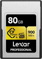 Lexar Professional 80GB CFexpress Type A Gold Series Memory Card, Up to 900MB/s Read, Cinema-Quality 8K Video, Rated VPG 400 (LCAGOLD080G-RNENG) 80GB Card