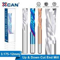 XCAN เครื่องตัดมิลลิ่ง3.175-12มม. ก้านขึ้นและลงเครื่องมือบดอัดสองขลุ่ยเกลียวสำหรับเครื่องบดไม้ดอกเจาะ CNC