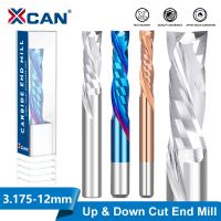 XCAN Milling Cutter 3.175-12mm Shank UP DOWN Cut Two Flutes Spiral Compression Milling เครื่องมือสําหรับไม้ CNC Router Bit End Mill