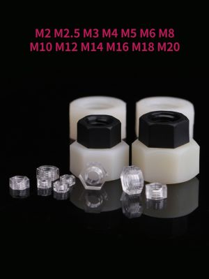 M2 M2.5 M3- M20 DIN934 Black/white/Clear Nylon Hex Nut Hexagon Plastic Insulation Metric Threaded Hexagon Nut For Bolt Screw