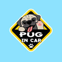 BOC19 Pug in Car สติ๊กเกอร์ สุนัข หมา สติกเกอร์ การ์ตูน สั่งทำ สติ๊กเกอร์ติดรถ กันน้ำ ไวนิล สติ๊กเกอร์ติดรถยนต์ แต่งรถ