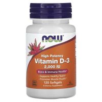 NOW Foods, Vitamin D-3, High Potency, 50 mcg (2,000 IU), 120 Softgels