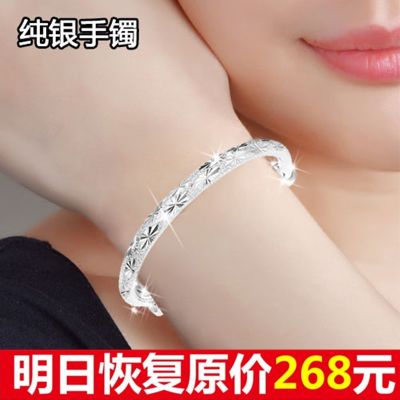 ♕♂ Silver bracelet female genuine s999 sterlingnew style for girlfriendsimple bracelet student girlfriendsbracelet