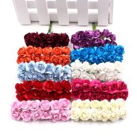 36 stücke 2cm Mini Papier Rose Künstliche Blumen Bouquet für Hochzeit Party Dekoration Scrapbooking DIY Handwerk Kleine Gefälschte Blumen