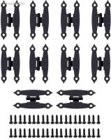 ✆✼♣ DRELD 10Pcs Antique Black H Cabinet Hinges Fittings for Doors Windows Kitchen Furniture Cupboard Wardrobe Wooden Boxes Screws