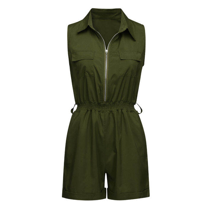 women-fashion-button-v-neck-jumpsuit-elastic-waist-casual-sleeveless-zippered-shorts-overall-jumpsuit-playsuit