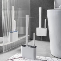 Wall-Mounted Silicone Toilet Brush with Holder Set Flat Head Silicone Bristles Toilet Brush Bathroom Wc Cleaner Corner Cleaning