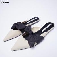 Womens Sandals 2022 Summer Fashion Mules Slippers Pointed Toe Bowknot Female Flats Off White Platform Shoes Sandalias Muje