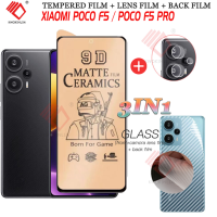 กระจกเทมเปอร์3 In 1สำหรับ Xiaomi POCO F5 /Poco Pro กระจกนิรภัยป้องกันเต็มพื้นที่หน้าจอกระจกเทมเปอร์กระจกนิรภัยป้องกันกระจกเทมเปอร์ด้านความเป็นส่วนตัวฟิล์มป้องกันแสงสีฟ้า + ฟิล์มเลนส์กล้อง + ฟิล์มหลังคาร์บอนไฟเบอร์