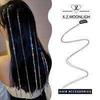 【 X.z. Moonligh】กิ๊บติดผมโซ่เพชรส่องประกายสีสันสดใสสำหรับฤดูร้อนของผู้หญิงที่คาดผมถักแบบใหม่คาดศีรษะคนดังทางอินเทอร์เน็ตเกาหลีเครื่องประดับผมคลิปติดผมรูปดอกไม้แฟนซี