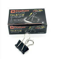 ELEPHANT คลิปดำ ตราช้าง No.E112 (12ตัว/กล่อง) Binder Clips 3/4นิ้ว