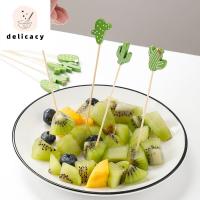 DELICACY ช้อนส้อม ขนมอบ ปาร์ตี้งานปาร์ตี้ เป็นมิตรกับสิ่งแวดล้อม รูปแคคตัส ตกแต่งด้วยการตกแต่ง ค๊อกเทล ค็อกเทลเสียบไม้ ไม้จิ้มฟันแหวน แท่งแฟนซี อาหารเรียกน้ำย่อย