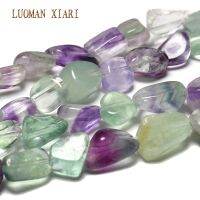 【♘COD Free Cas♘】 WYSUYU SHOP Luoman Xiari Fluorite ธรรมชาติผิดปกติลูกปัดหินสำหรับเครื่องประดับทำวัสดุสร้อยคอ Diy สร้อยข้อมือประมาณ10-13มม. เส้นใย15