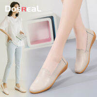 DOSREALรองเท้าหนังส้นเตี้ยผู้หญิงสไตล์เกาหลีผู้หญิงรองเท้าสีขาวFlats Soft Sole Loafersผู้หญิงรองเท้ารองเท้าโบ๊ทสตรีขนาดใหญ่41