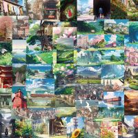 【YF】❂▪✼  10/30/60pcs Anime Street View Landscape Stickers Scenery Decals Scrapbook Laptop Luggage Graffiti Sticker Kid