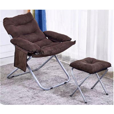 Chair leisure foldable with leg rest adjustable 3 levels-brown
