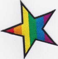 iron on patch Embroidery Rainbow Nautic Star compass 9x7 cm เข็มทิศ ดาวทะเล ตัวรีด เย็บติดผ้าประเทศไทย โลโก้ปัก มีกาวสำหรับรีด ตกแต่งเสื้อผ้า