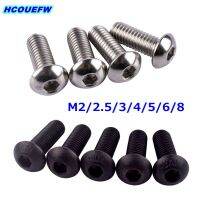 HCOUEFW 5-50pcs ISO7380 M2 M2.5 M3 M4 M5 M6 M8 304 Stainless Steel or Black 10.9 Grade Hex Socket Button Head Allen Bolt Screw Nails Screws Fasteners