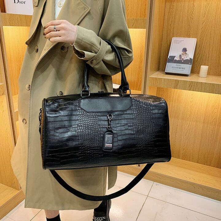 korean-version-of-pu-crocodile-pattern-portable-travel-bag-female-large-capacity-business-trip-travel-bag-luggage-bag-bag-male-waterproof-fitness-bag