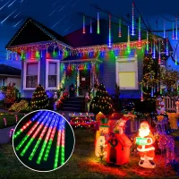 Christmas lights Meteor Shower Rain Lights Outdoor Waterproof 8 Tubes 30CM 192Leds 45CM 288Leds 80CM 576Leds christmas light outdoor Garden Holiday Wedding Party Decoration On Sale New year Christmas Decoration（Multiple products can be connected）
