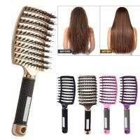 ● Boar Bristle Hair Brush Scalp Massage Comb for Women Anti-Static Hairbrush Salon Hairdressing Styling Tool Curved Vented Design