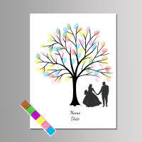 DIY ชื่อ Datum Hochzeit Gästebuch Finger Abdruck Baum Druck Mit Stempel Kissen Dekorative Leinwand Gemalt Paar Jubiläum Party Dekor