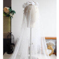 โรแมนติกยาวไข่มุกเจ้าสาว Veil กับหวีสำหรับผู้หญิงชุดแต่งงาน Tulle อุปกรณ์เสริมคุณภาพสูง-JHU STORE